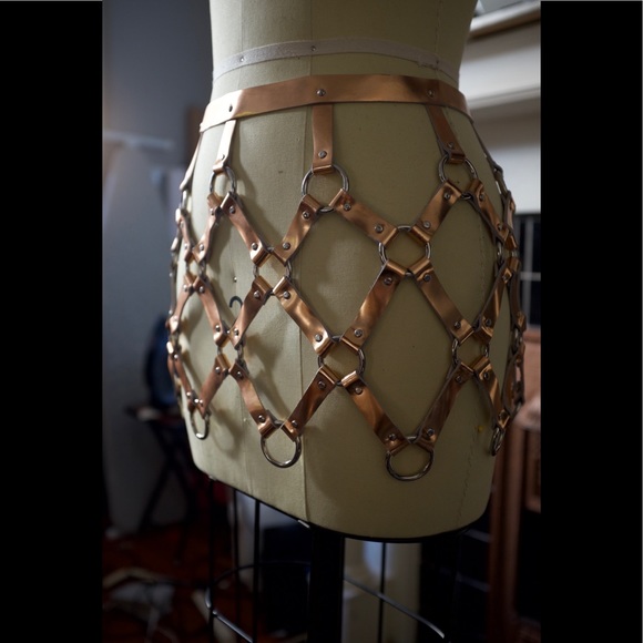 Made to Order 🖤 Metallic Leather Cage Skirt - Picture 3 of 6